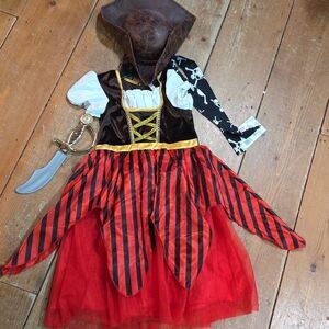 Pirate Adventure Kids Costume Childs Large 14/16 With Hat ,Sash,and Sword